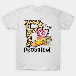 K Is For Preschool Teacher Leopard First Day Of School T-Shirt